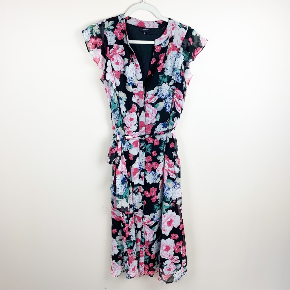 Who What Wear Floral Button‎ Down Midi Dress Med